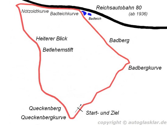Streckenführung Badberg-Viereck Rennen Deutschland