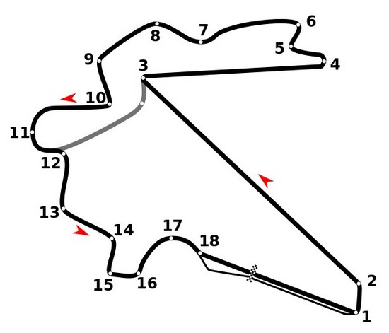 Streckenführung Rennstrecke Korea International Circuit in Korea