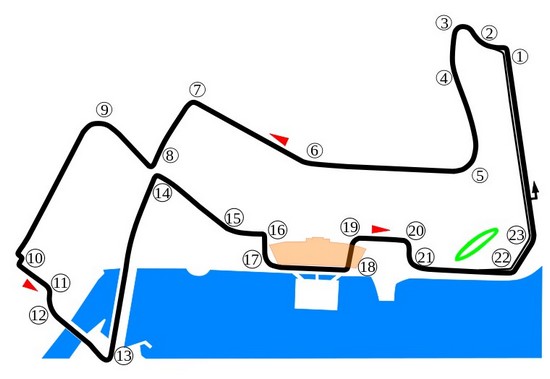 Streckenführung Circuit Marina Bay in Singapur