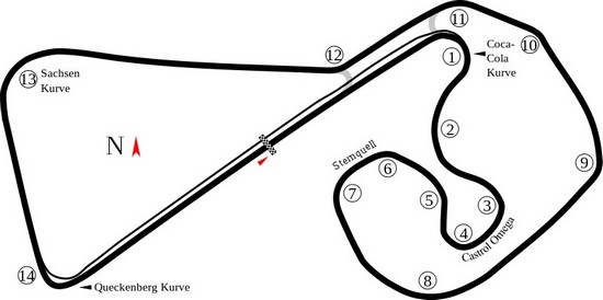 Streckenführung Sachsenring aktuell