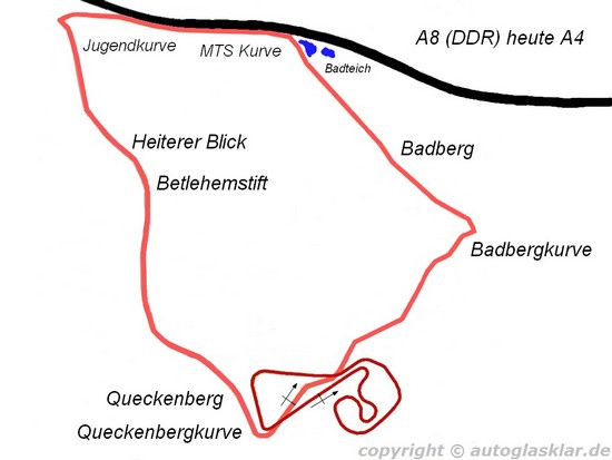 Streckenführung Sachsenring bis 1970 vs aktuell