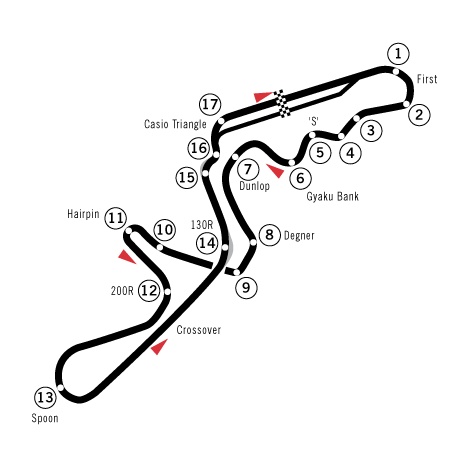 Streckenführung Rennstrecke Suzuka International in Japan