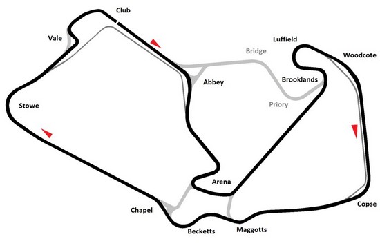 Streckenführung Silverstone Grand Prix Circuit 2010