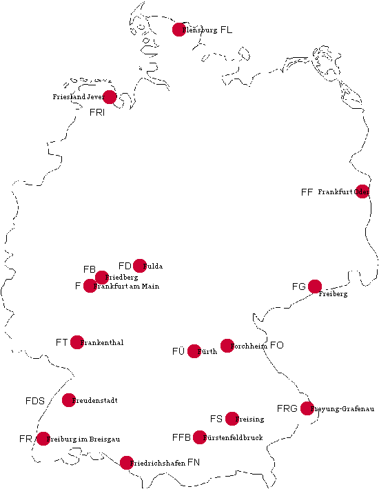 Ansicht Autokennzeichen BRD mit F