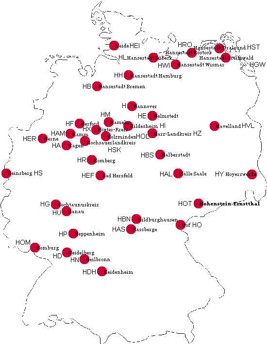 Ansicht Autokennzeichen BRD mit H