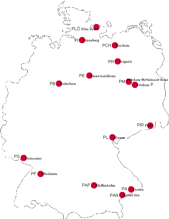 Ansicht Autokennzeichen BRD mit P