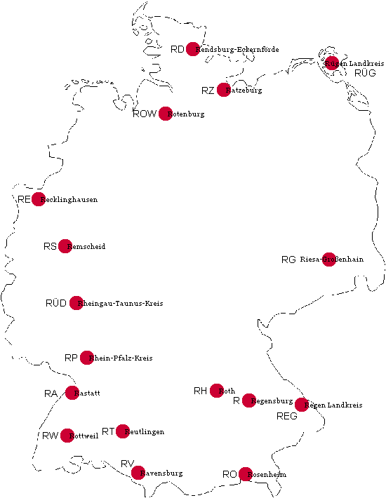 Ansicht Autokennzeichen BRD mit R