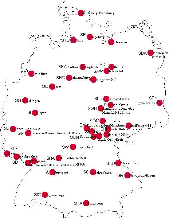 Ansicht Autokennzeichen BRD mit S