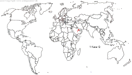 Weltkarte Länderautokennzeichen mit Q